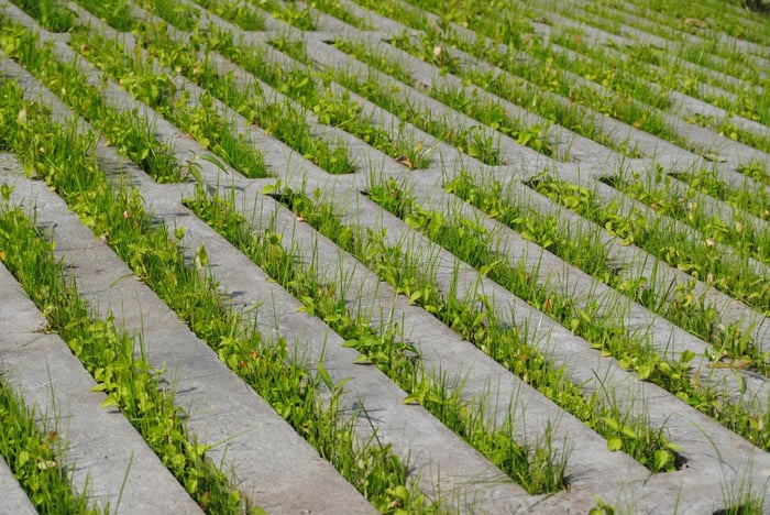 Waterpasserende betontegels